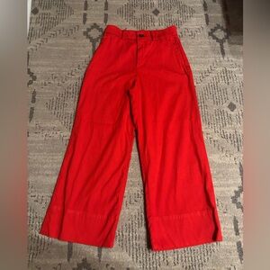 Spanx Red Wide Leg Pants Small Petite High Rise Trousers